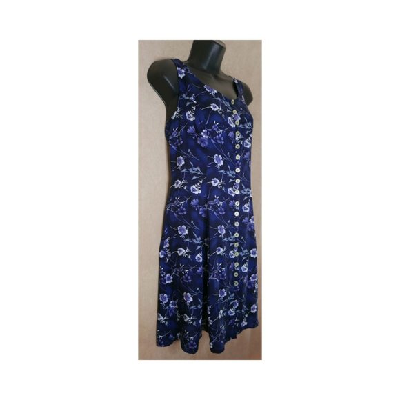 Lisa Jo Vintage 80's Sleeveless Button Front Fit and Flare Floral Dress - Picture 3 of 5